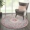 Homeroots 4 ft. Round Gray & Pink Medallion Area Rug 385520 - alternate 7